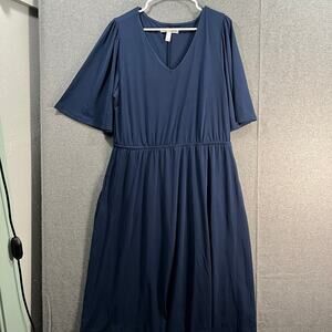 Girl With Curves Regular Knit Midi Dress with Flutter Sleeve Midnight, Large